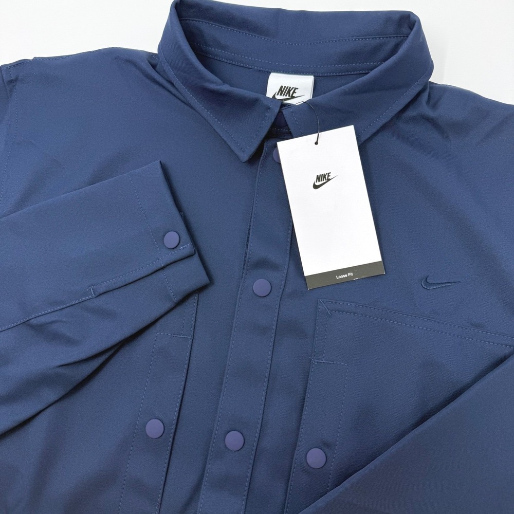 Nike Boys XL Loose‎ Fit Long Sleeve Snap Pullover Shirt Navy Blue DX5107-410 NEW
